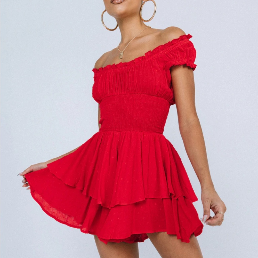 The Love Galore Red Romper - Princess Polly, Size 0